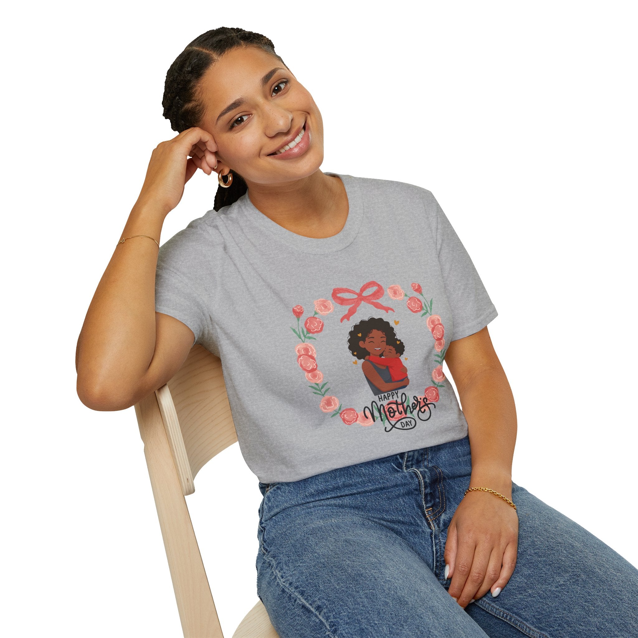 Mother’s Day Floral Tee — “Happy Mother’s Day” Mother and Child
