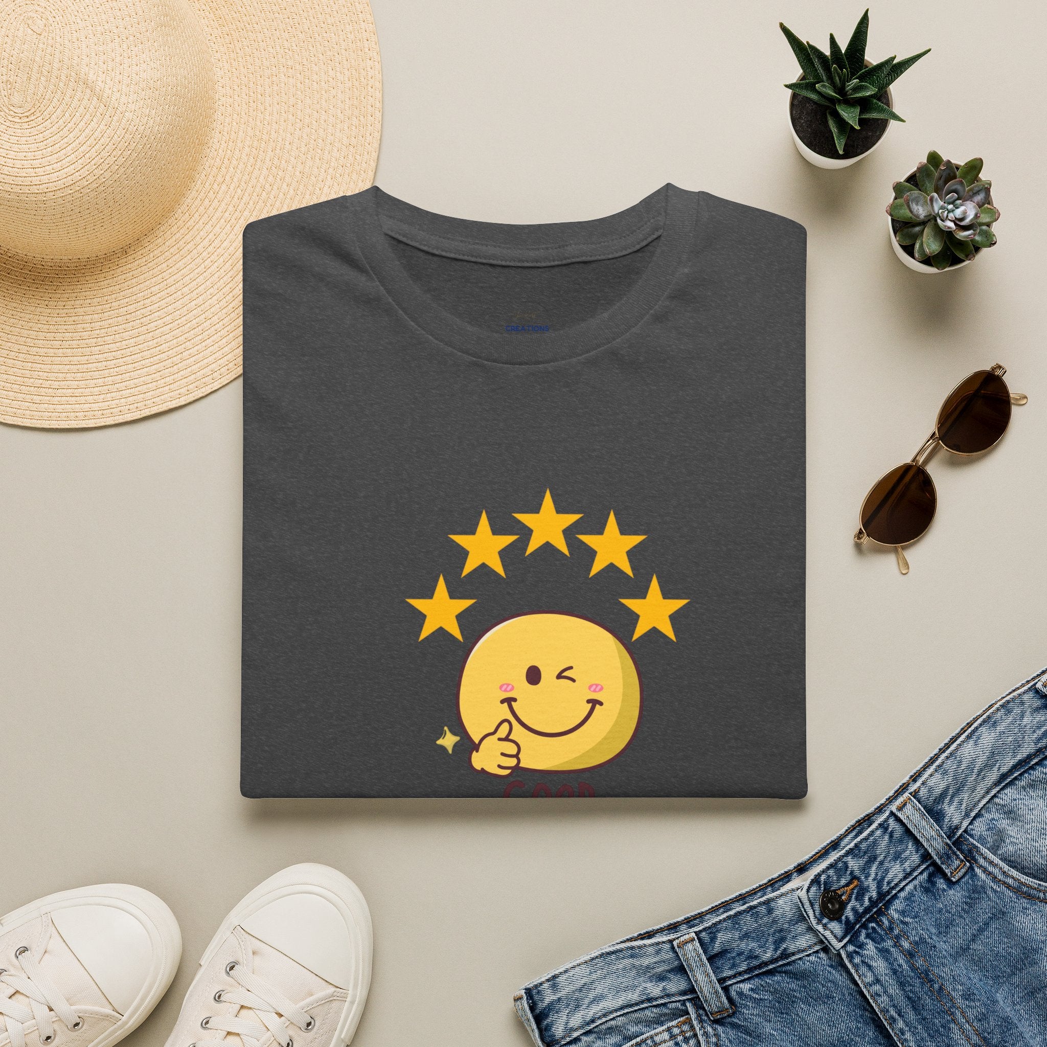 Good Job Smiley T-Shirt — Cute 5-Star Positive Vibe Tee