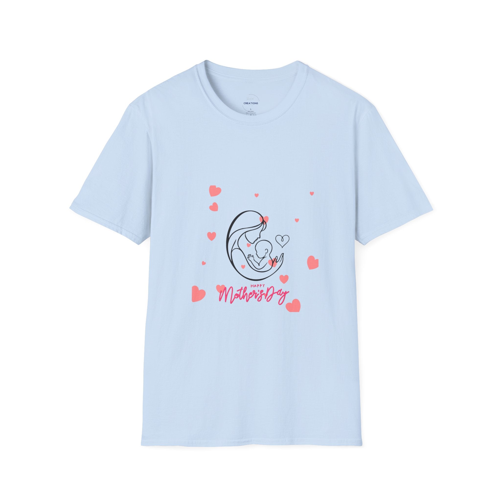 Mother and Baby Line Art T-Shirt — "Mommy" Heart Mom Shirt