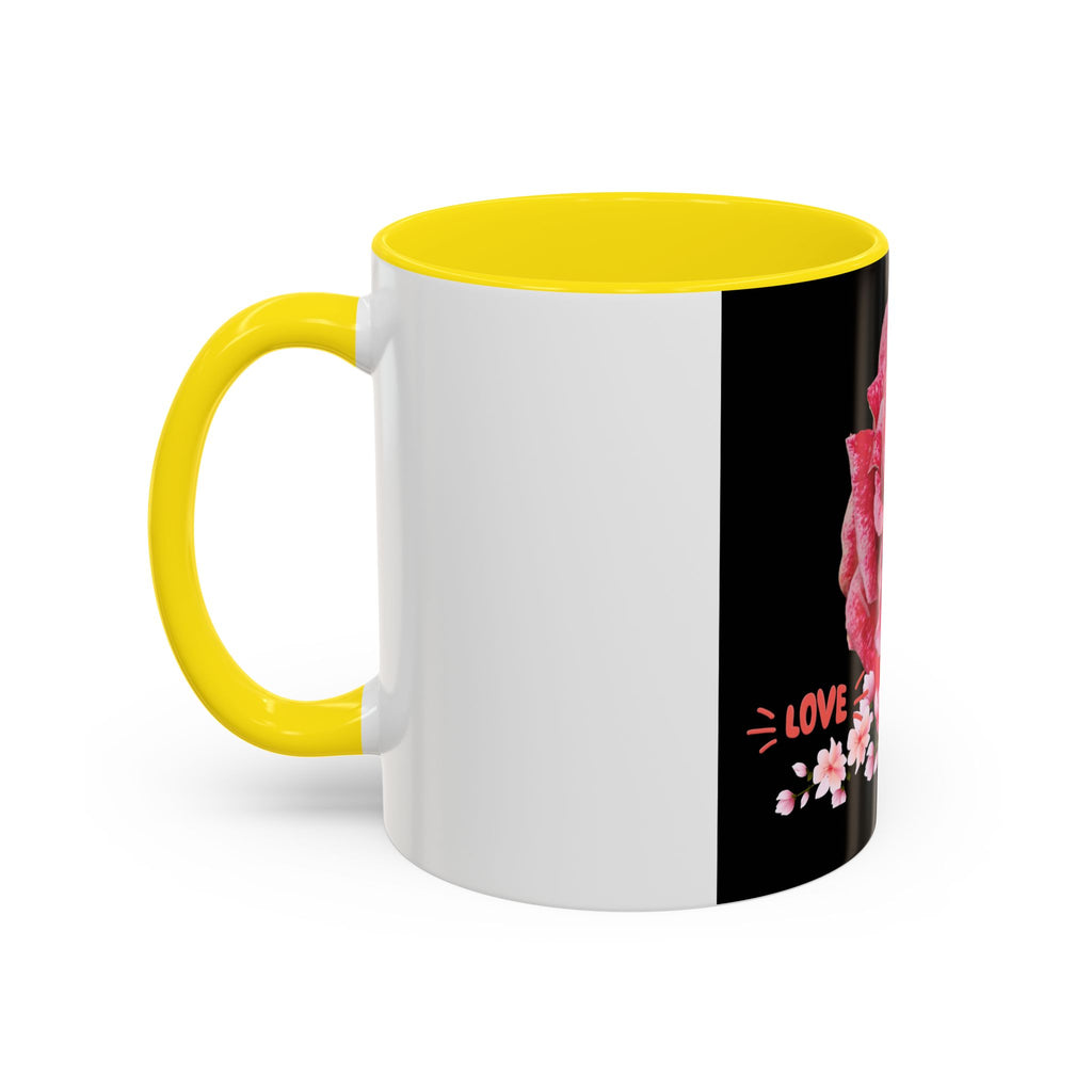 Pink Rose Love Accent Coffee Mug – Floral Valentine Gift (11/15oz)