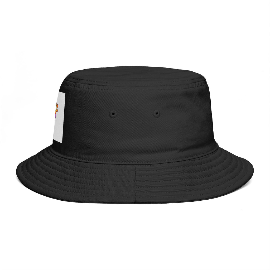 Bucket Hat — Retro Peace Sign with Flower Patch, Vintage 70s Boho Summer Sun Hat