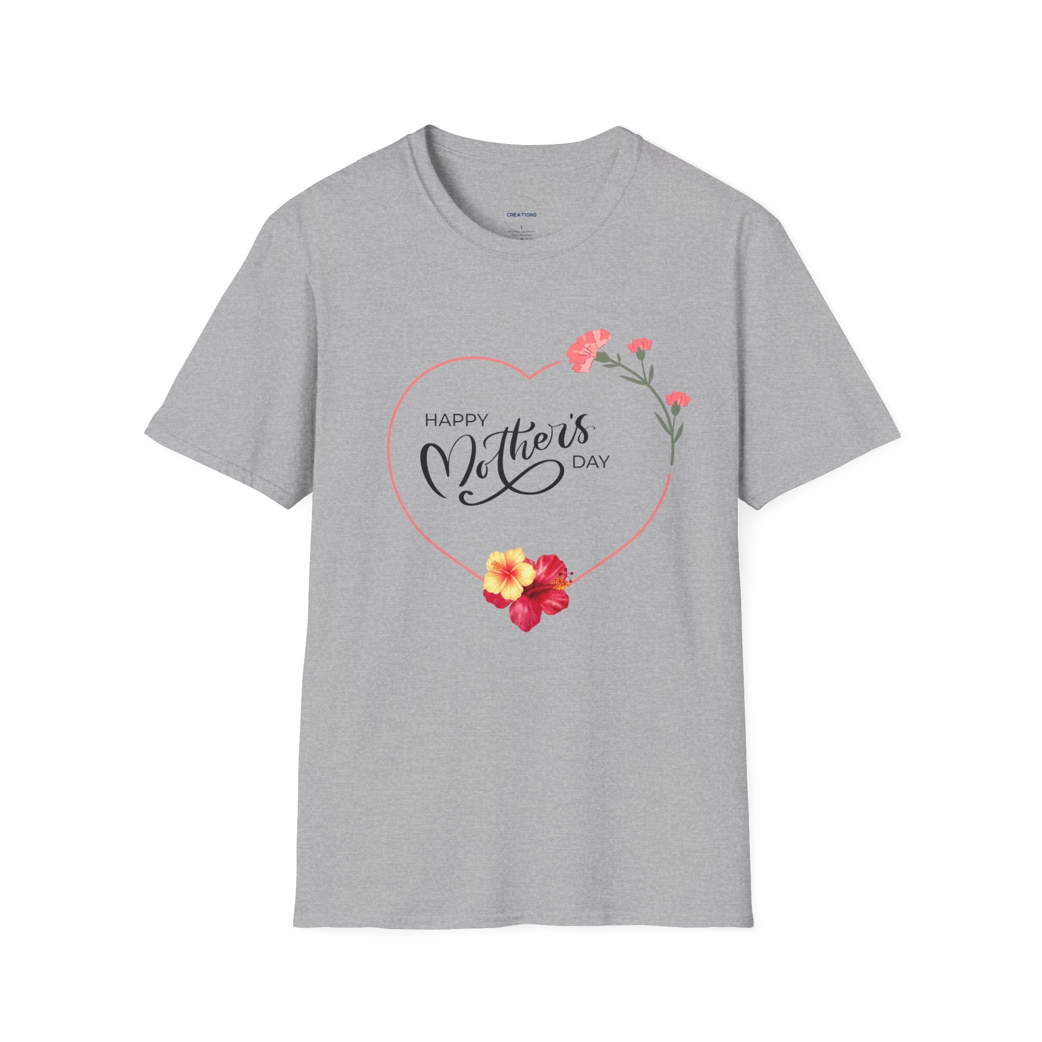 Mother's Day Floral Heart T-Shirt — "Happy Mother's Day"