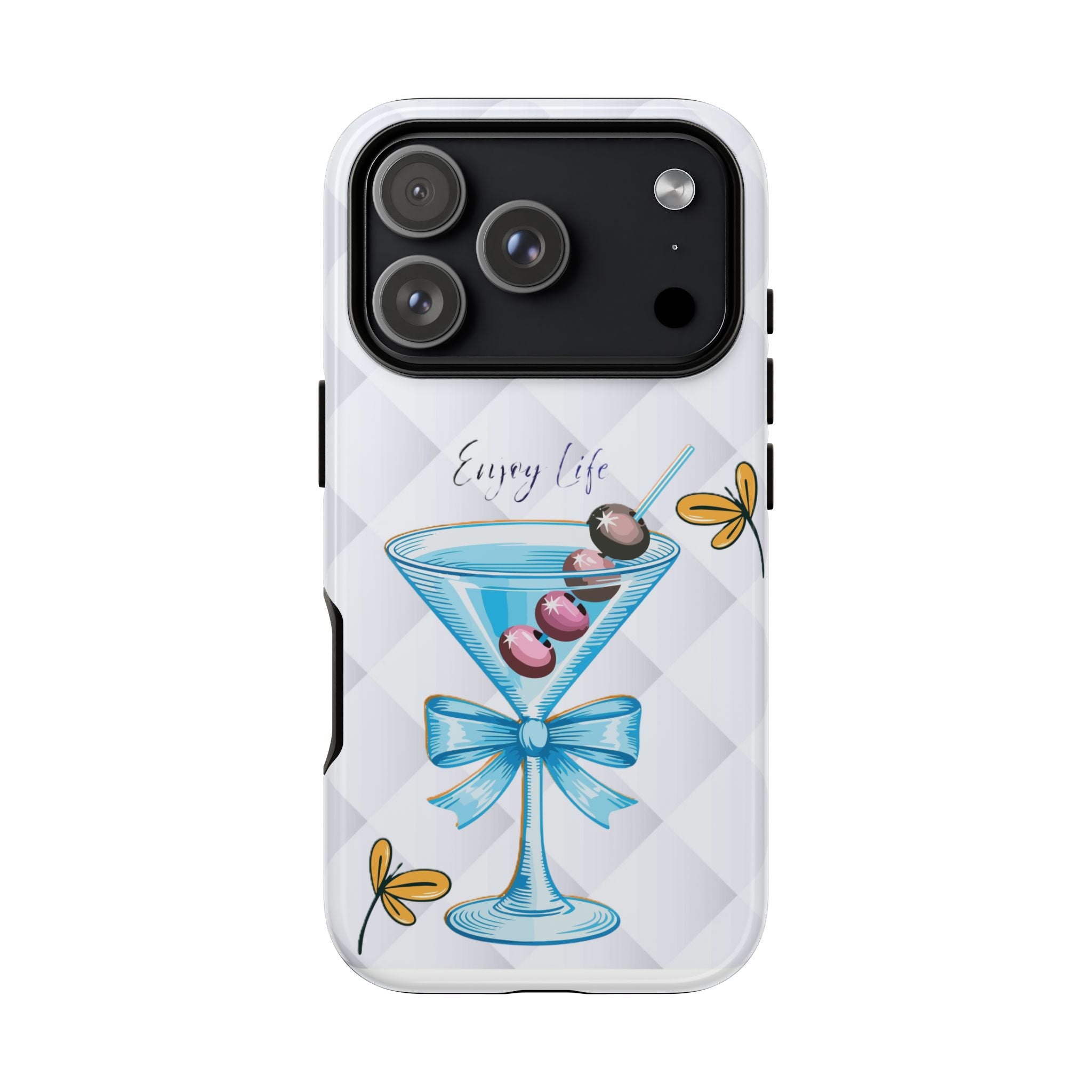 Cocktail Martini Phone Case – "Enjoy Life" Cute Blue Glass Design