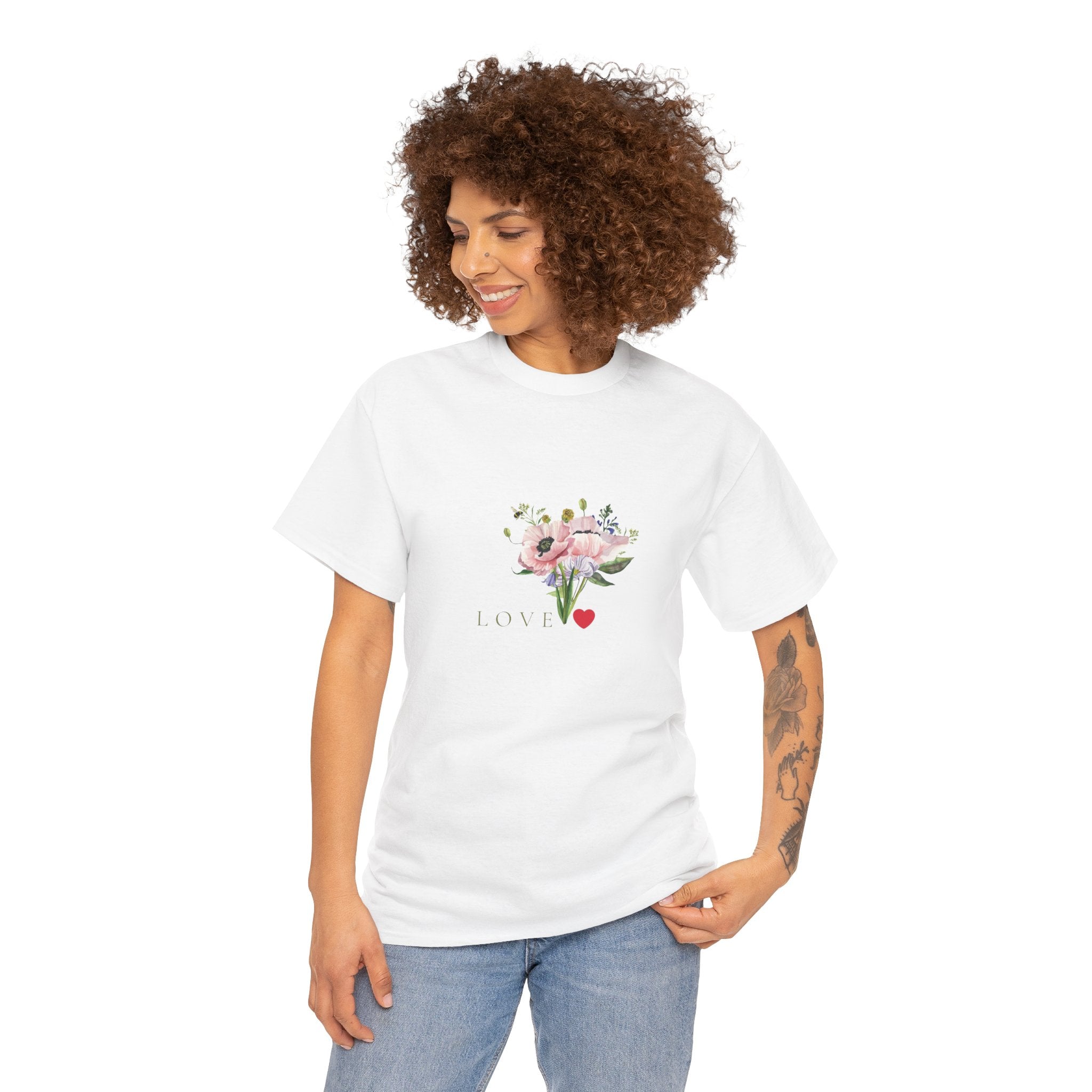 Love Floral Tee — Romantic Bouquet Graphic T‑Shirt