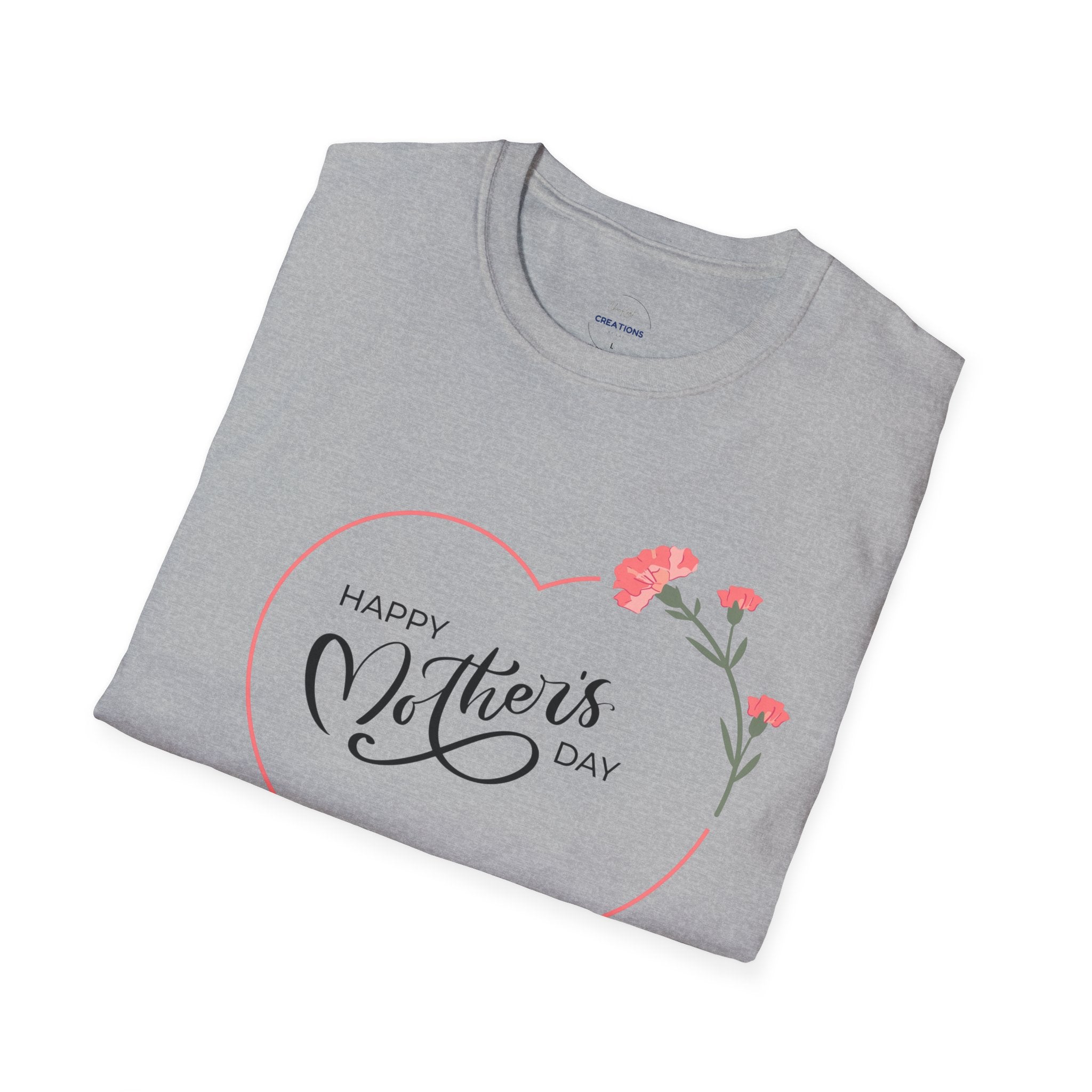 Mother's Day Floral Heart T-Shirt — "Happy Mother's Day"