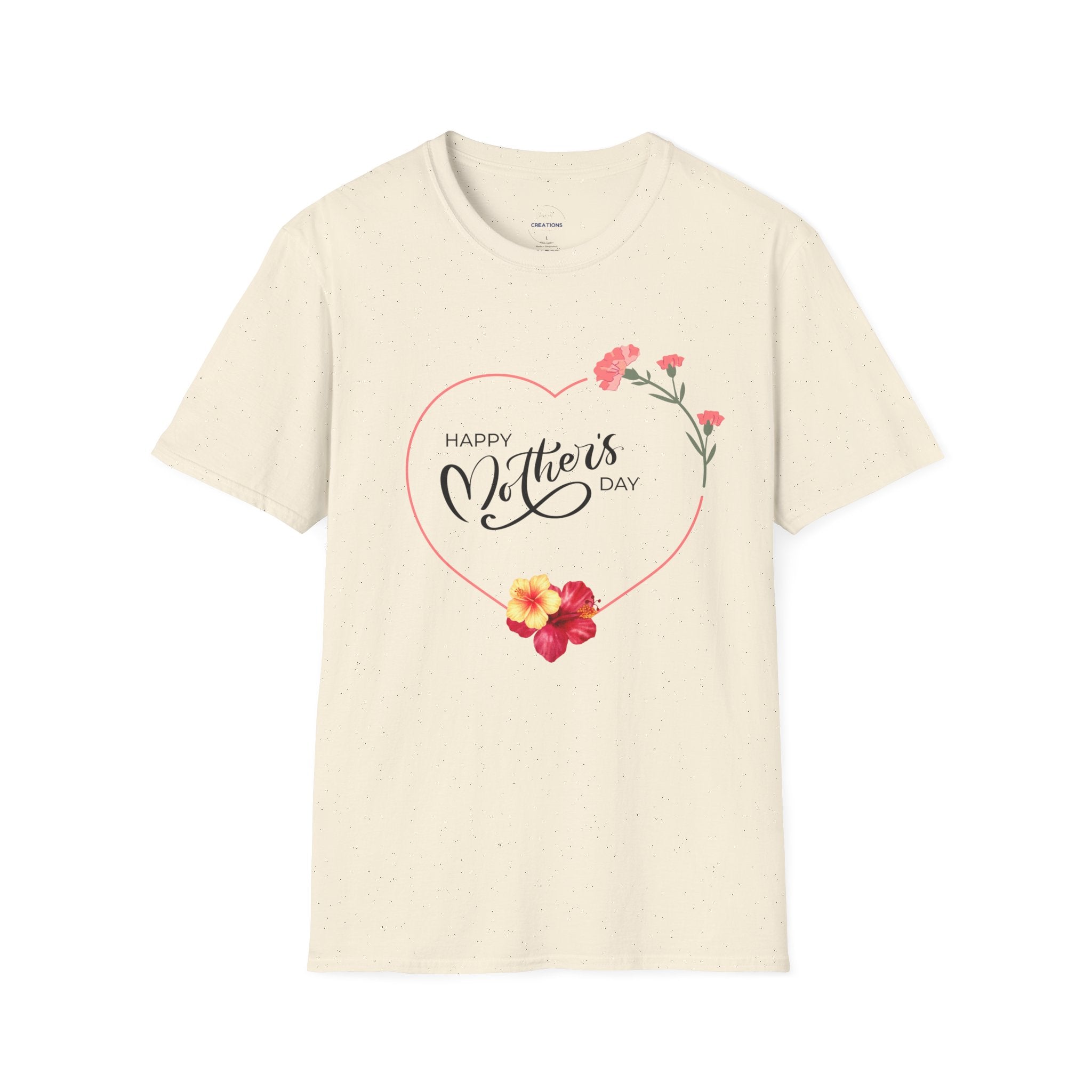 Mother's Day Floral Heart T-Shirt — "Happy Mother's Day"