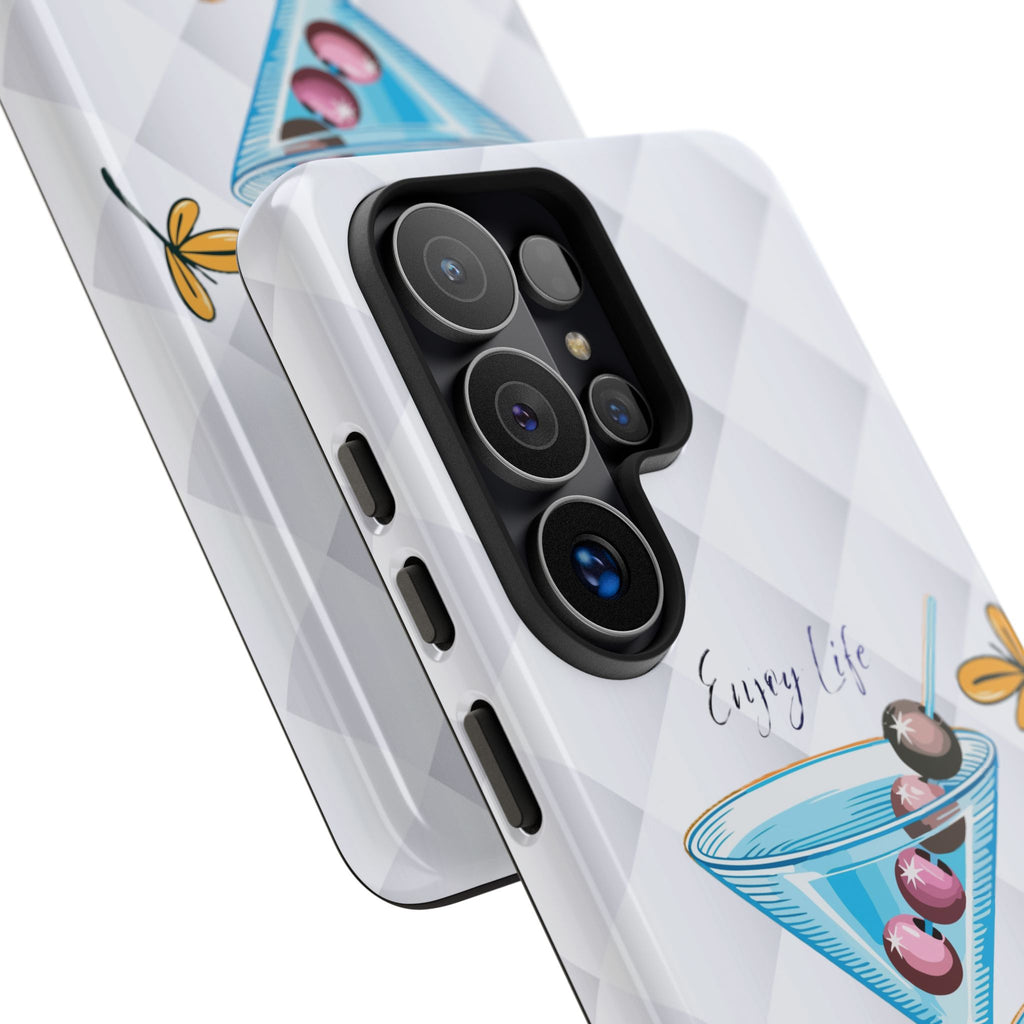 Cocktail Martini Phone Case – "Enjoy Life" Cute Blue Glass Design