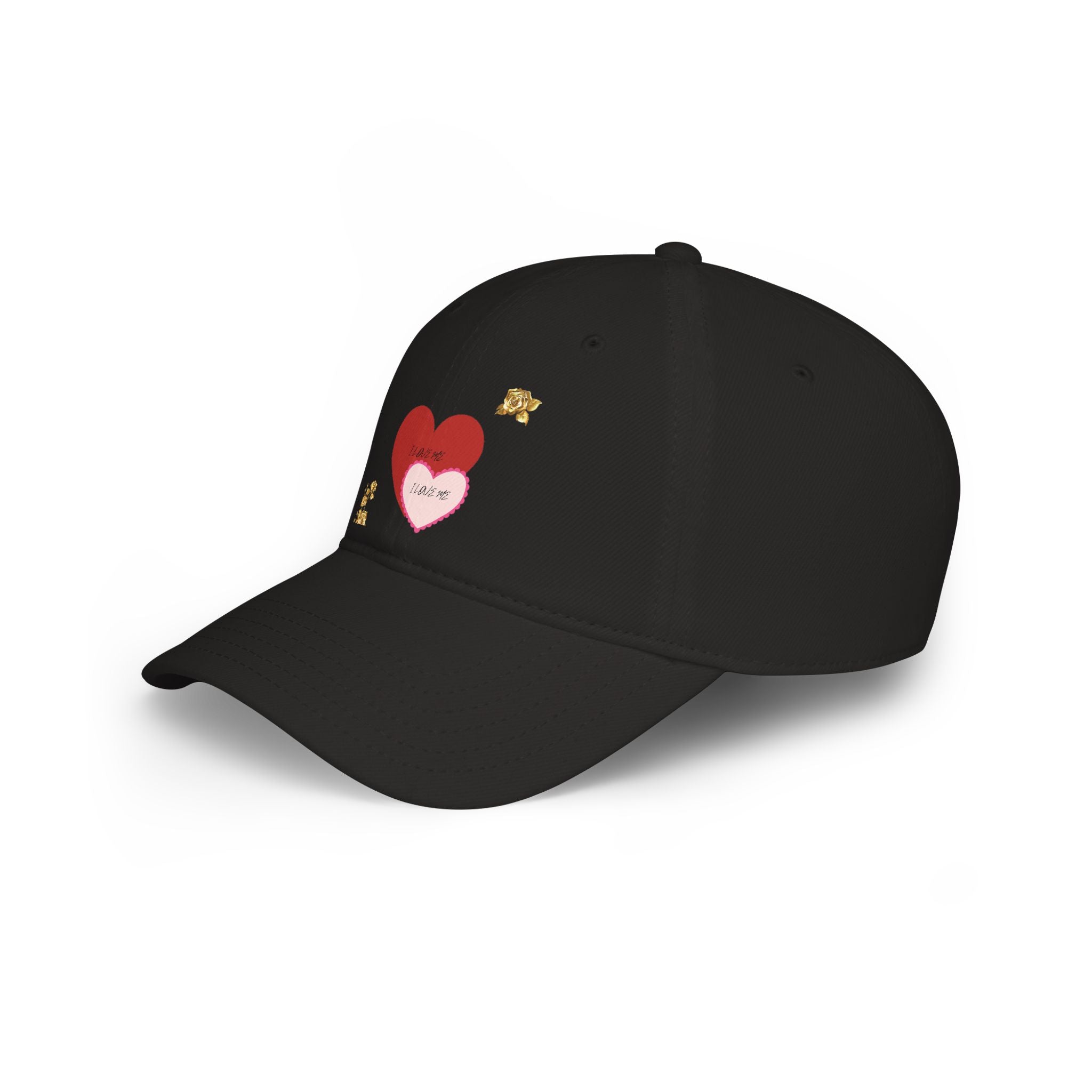 Heart Patch Baseball Cap — 'I Love Me' Layered Hearts Hat