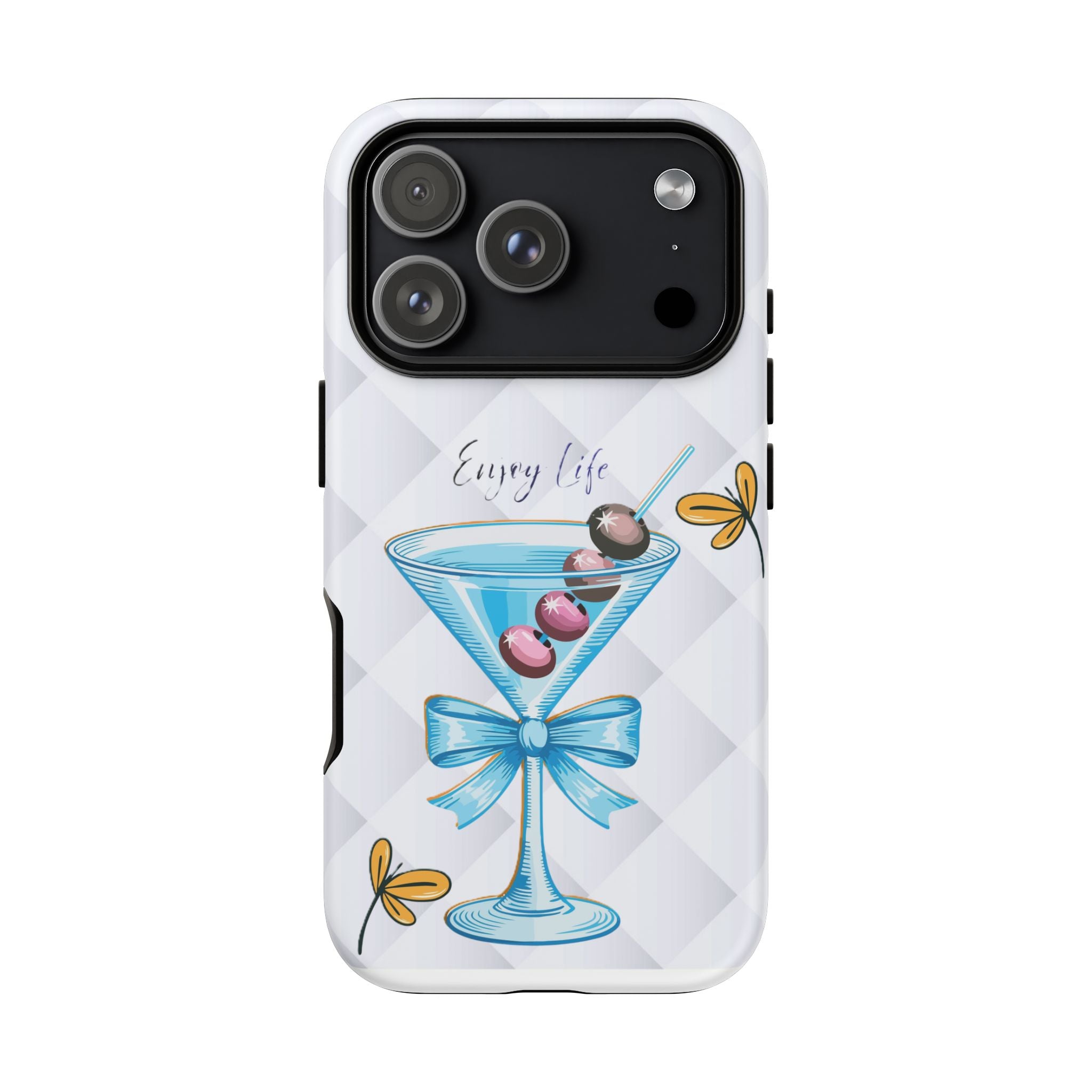 Cocktail Martini Phone Case – "Enjoy Life" Cute Blue Glass Design