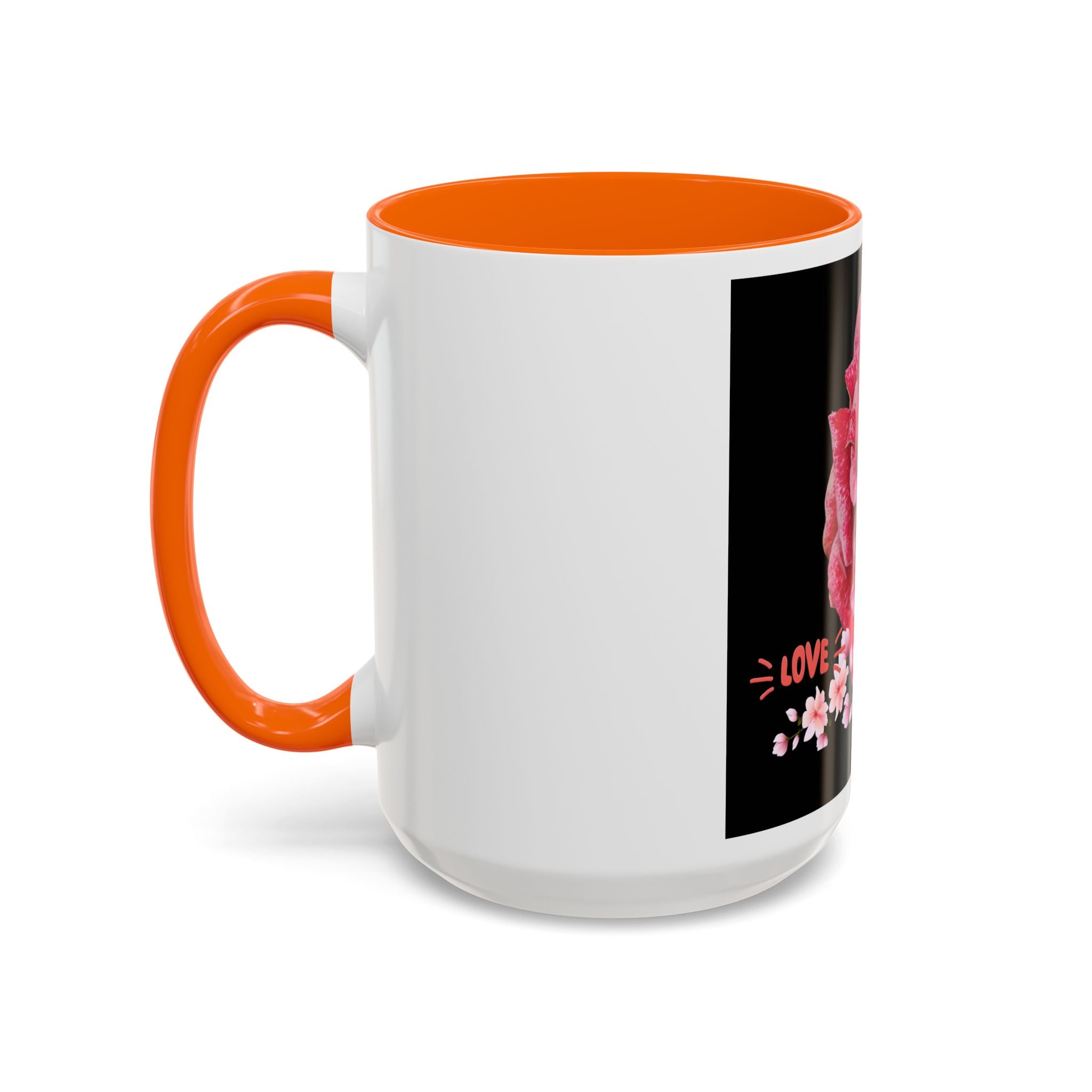 Pink Rose Love Accent Coffee Mug – Floral Valentine Gift (11/15oz)