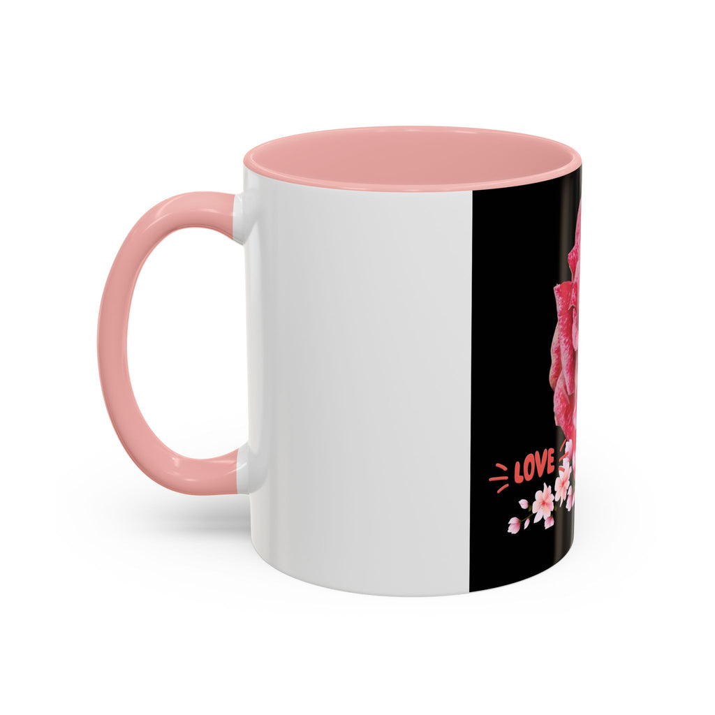 Pink Rose Love Accent Coffee Mug – Floral Valentine Gift (11/15oz)