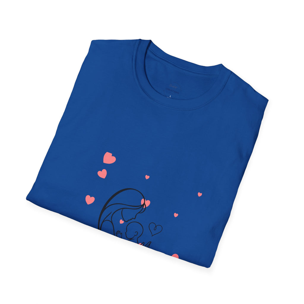 Mother and Baby Line Art T-Shirt — "Mommy" Heart Mom Shirt