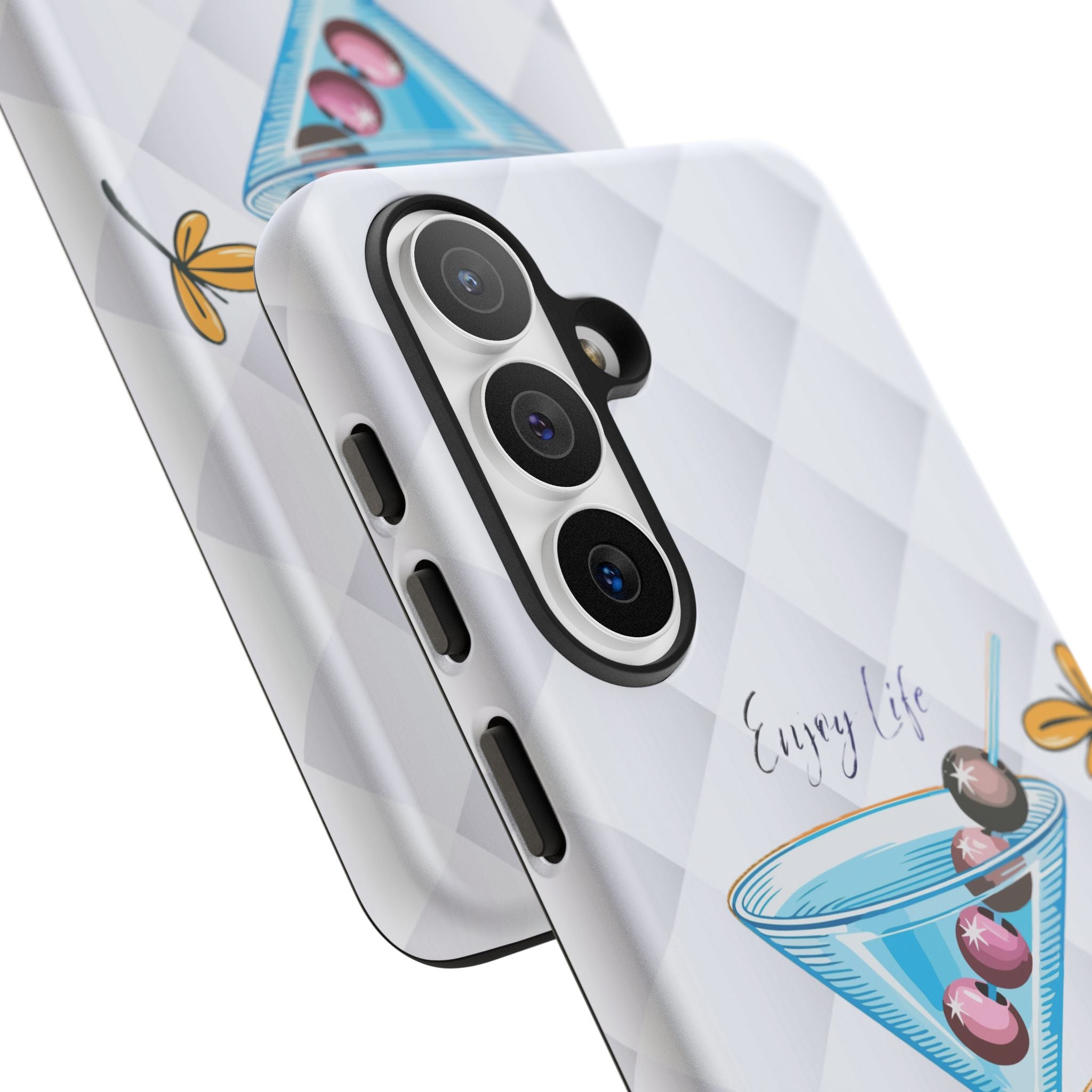 Cocktail Martini Phone Case – "Enjoy Life" Cute Blue Glass Design