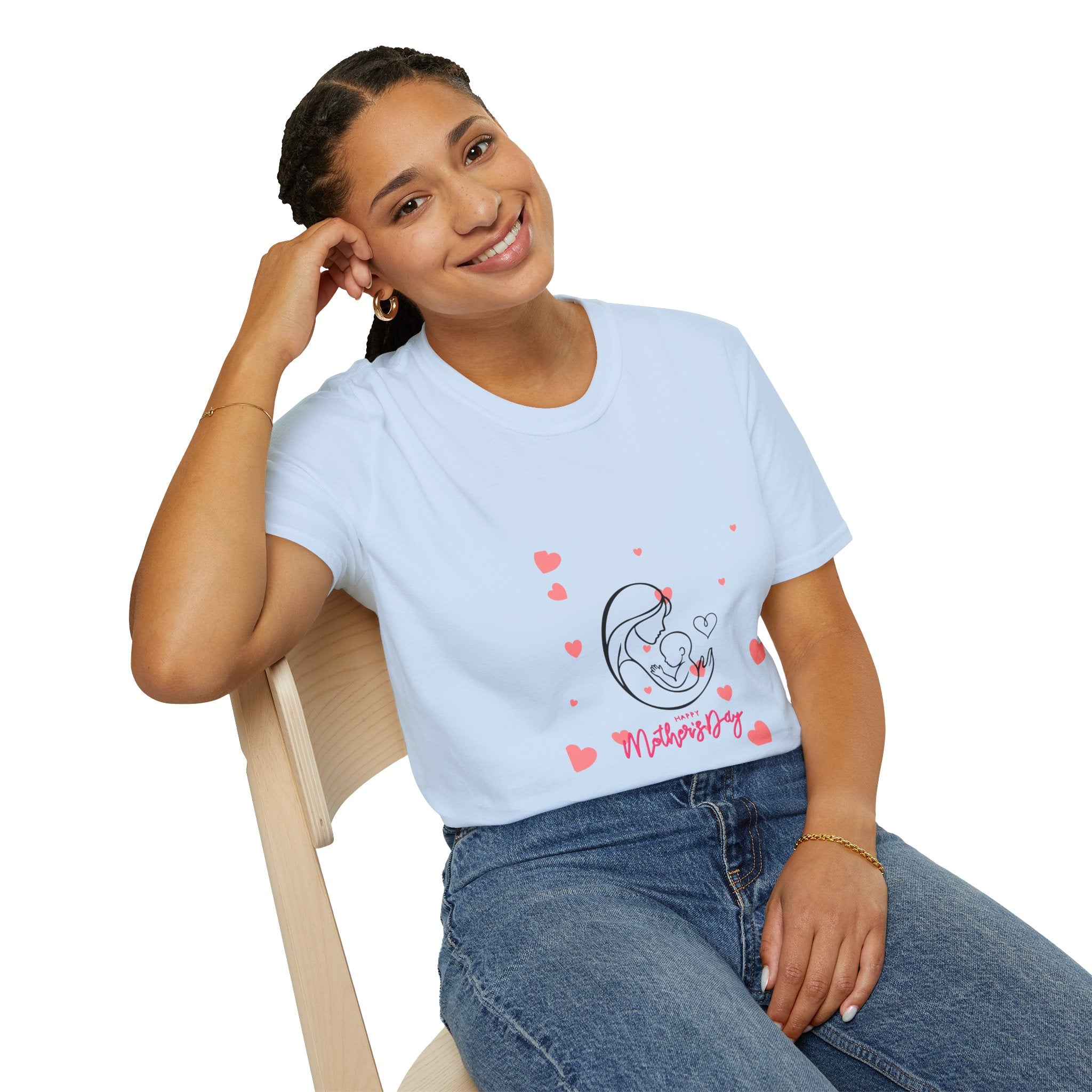 Mother and Baby Line Art T-Shirt — "Mommy" Heart Mom Shirt