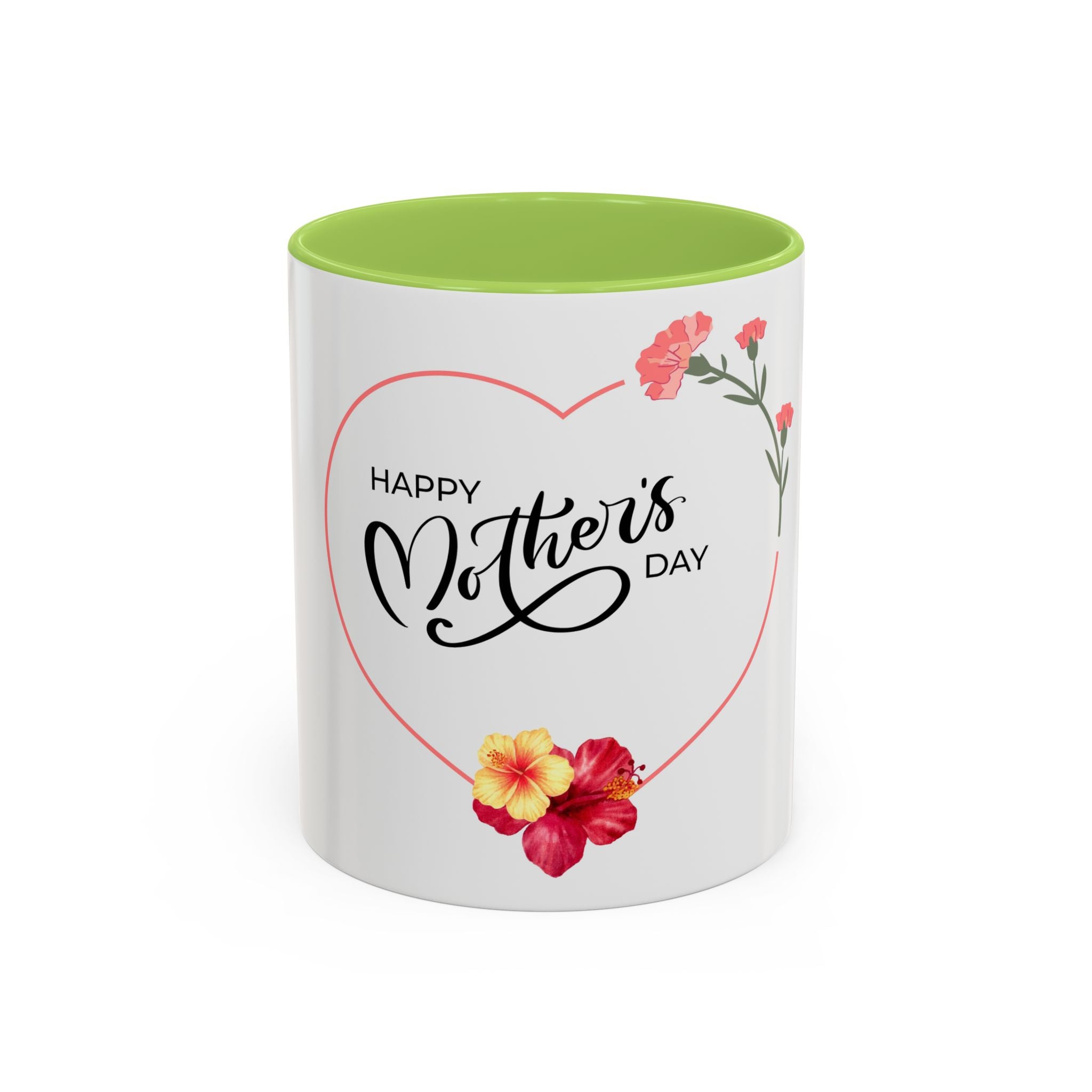 Mother's Day Heart Floral Accent Coffee Mug – "Happy Mother's Day" 11/15oz