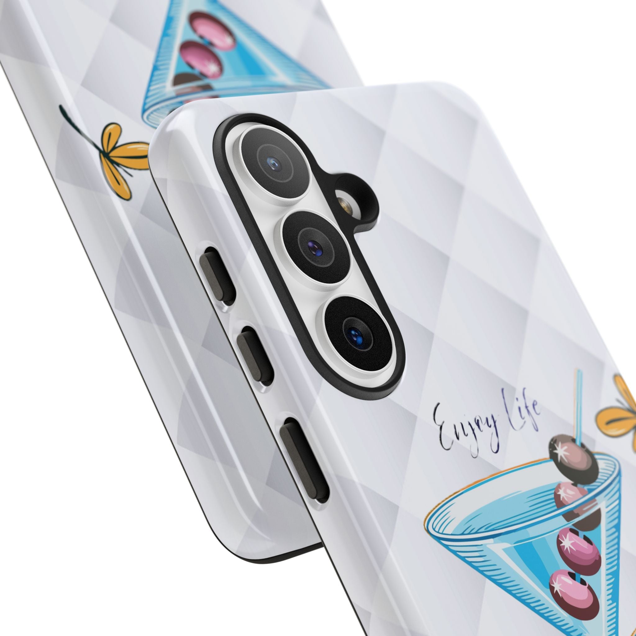 Cocktail Martini Phone Case – "Enjoy Life" Cute Blue Glass Design