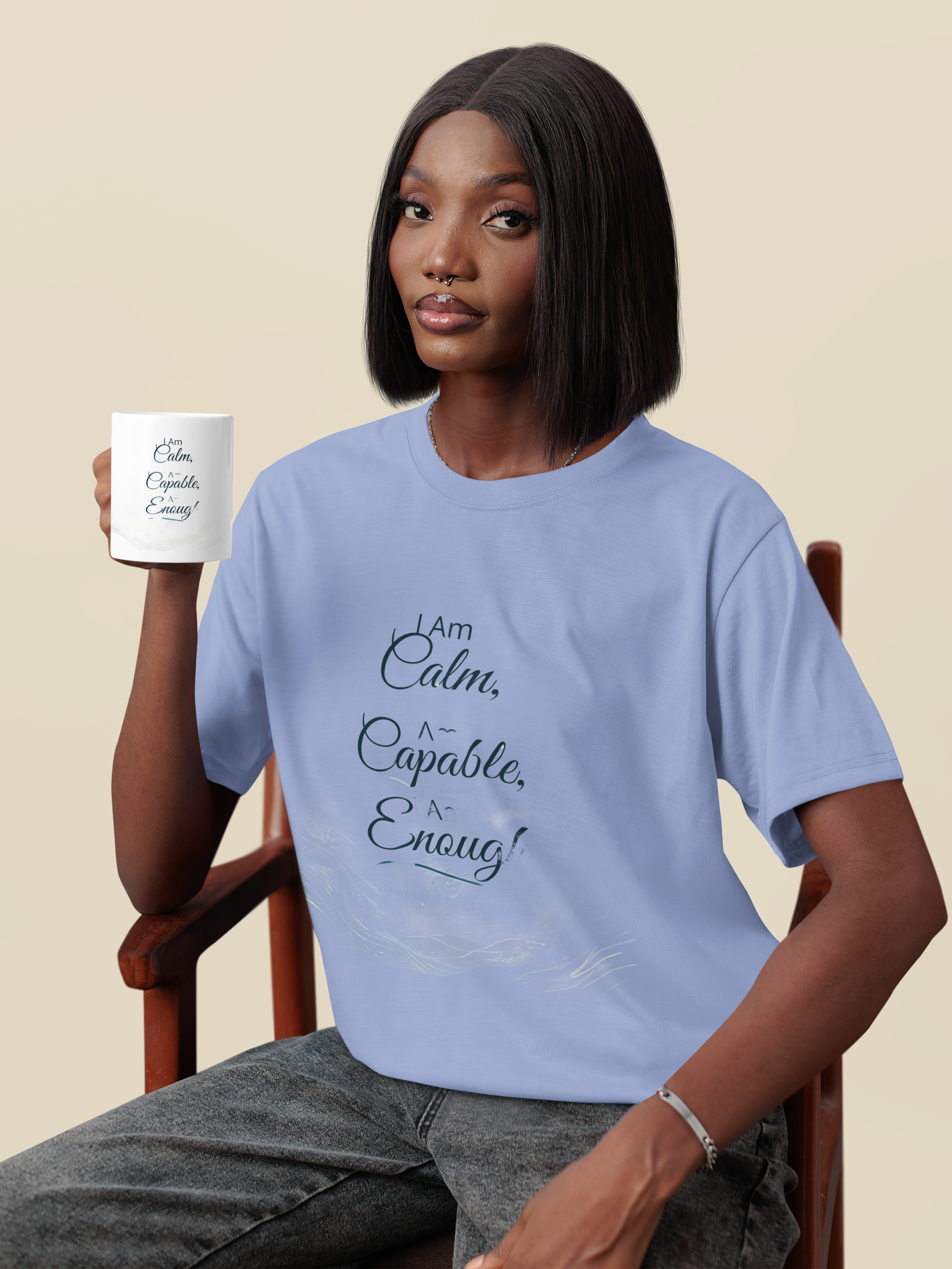 "I Am Calm, I Am Capable, I Am Enough" Motivational T‑Shirt